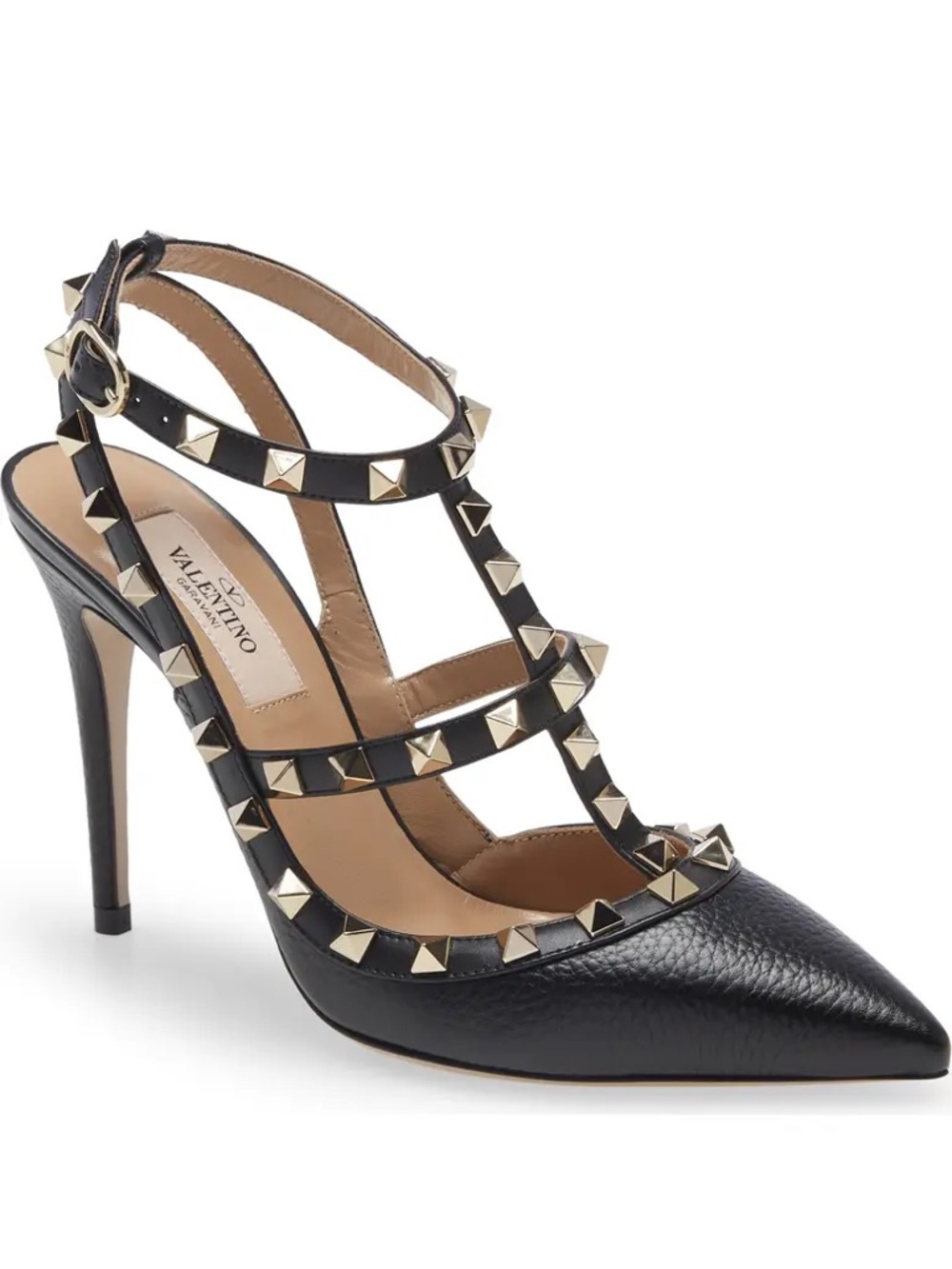 VALENTINO Rockstud Caged Gladiator Pointed Toe Pumps Heels Stilettos \\ 38